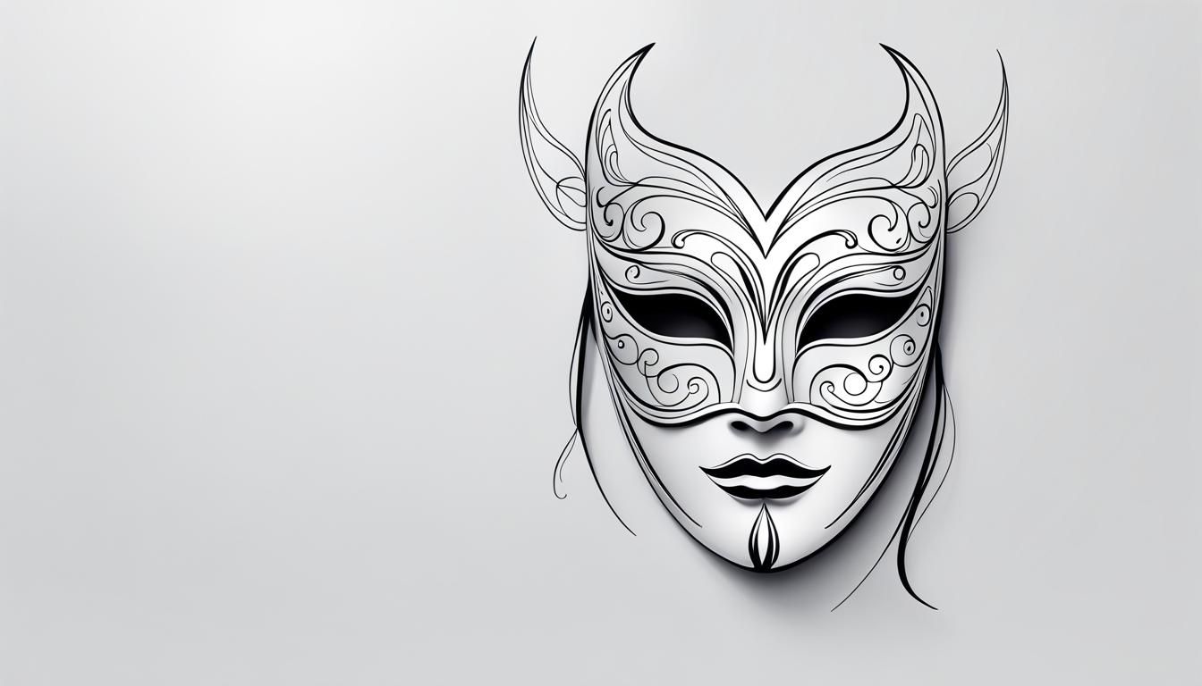 Minimalist Line Art: Venetian Masquerade Mask