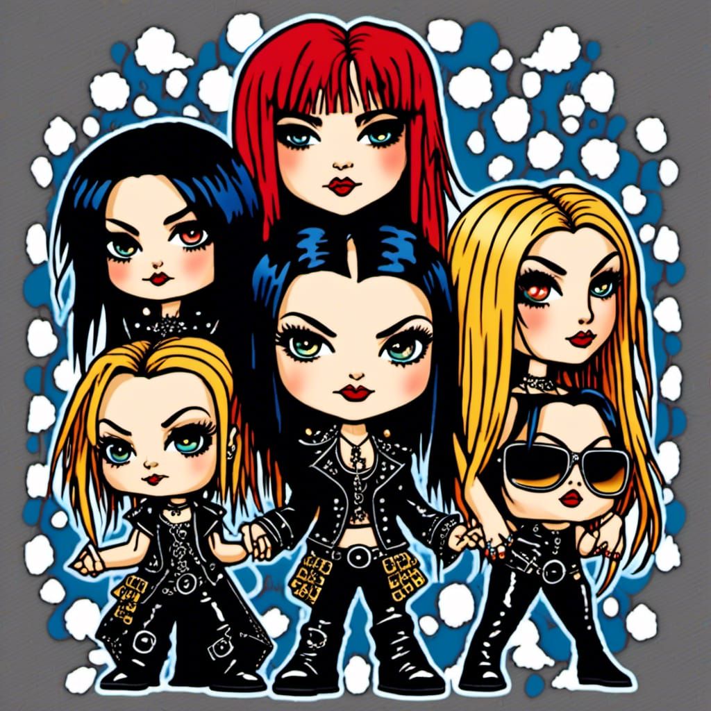 Chibi Female Metal Band in Y2K Style