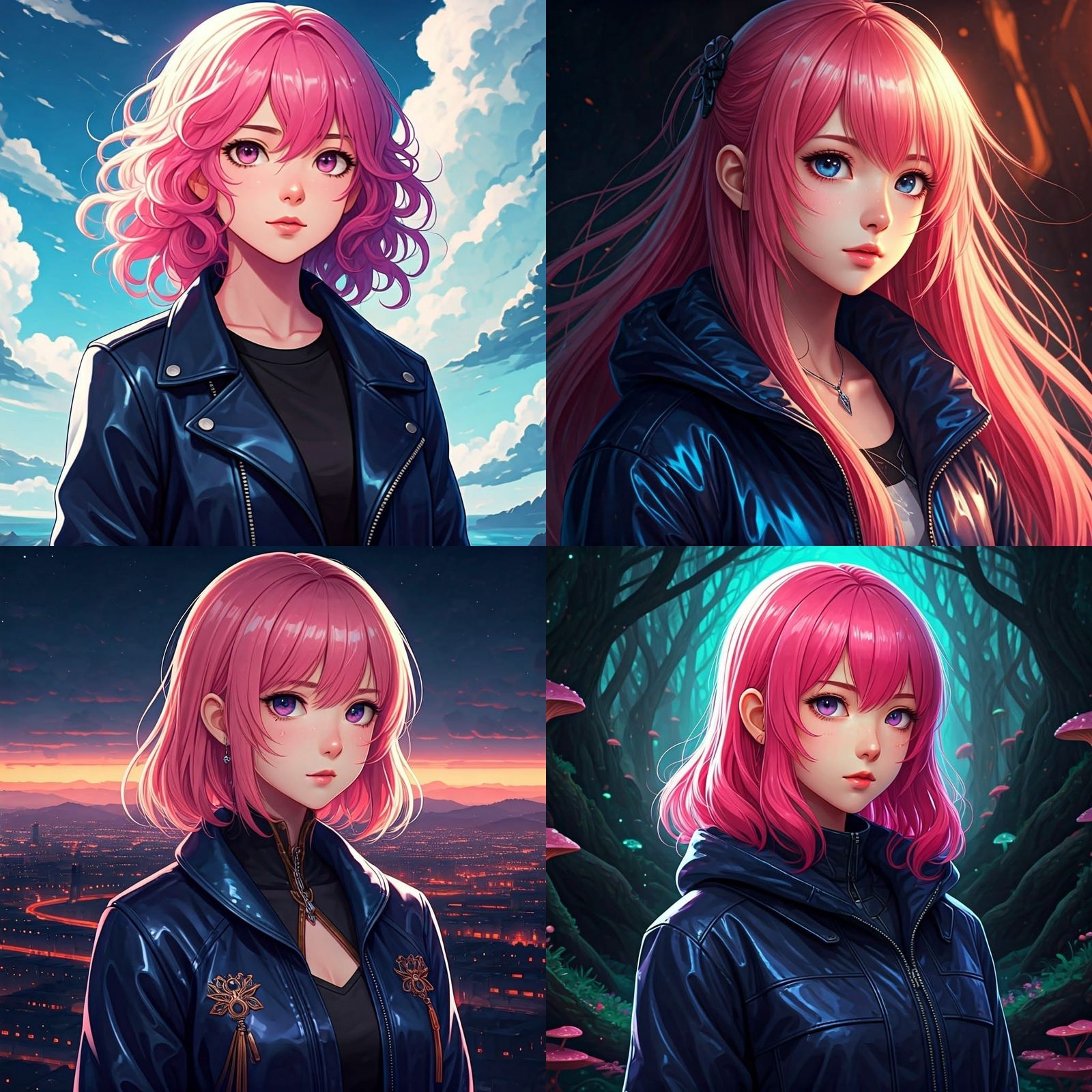 Anime Girl with Pink Hair in Detailed Matte Painting
