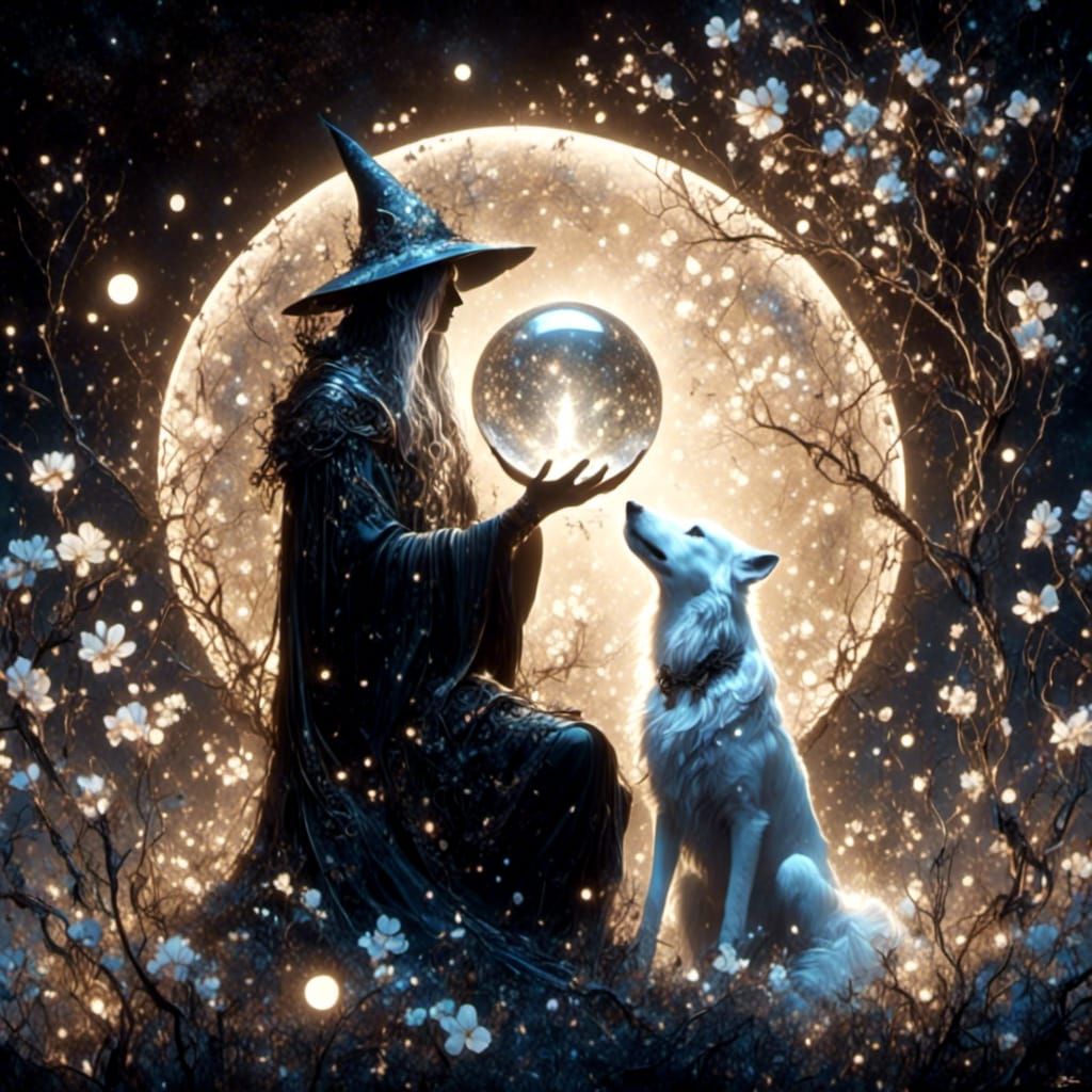 Enchanted Merlin with Crystal Ball in Candyland Style