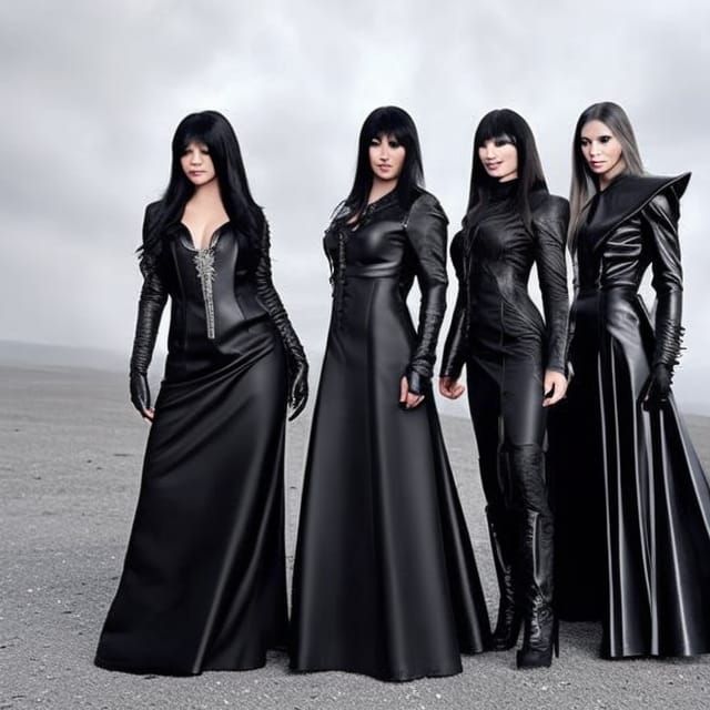 Gothic Vulcan Ladies in Leather Dresses