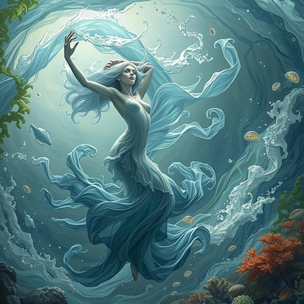 Ethereal Wave Dancers in Underwater Dreamscape