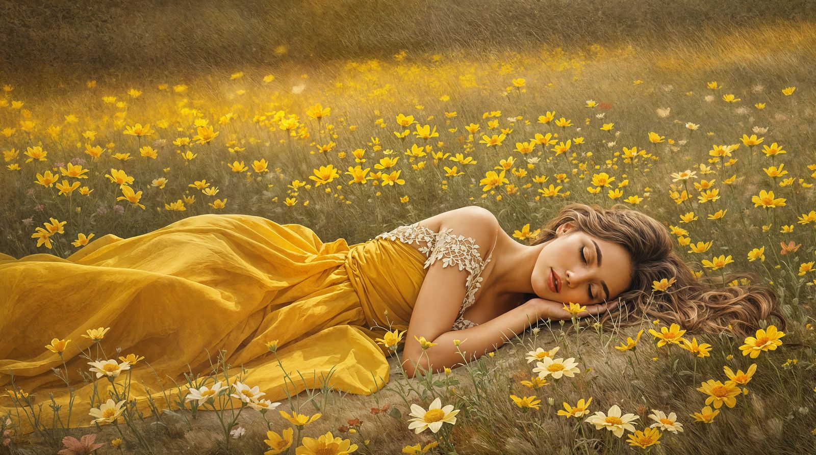 Impressionist Slumber in a Vibrant Wildflower Meadow
