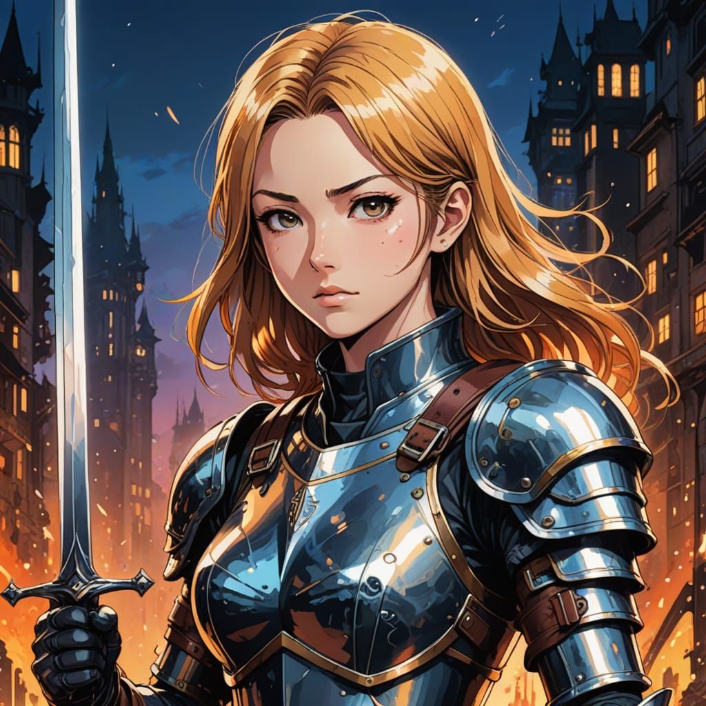 Anime Style Fantasy Warrior with Plate Armour