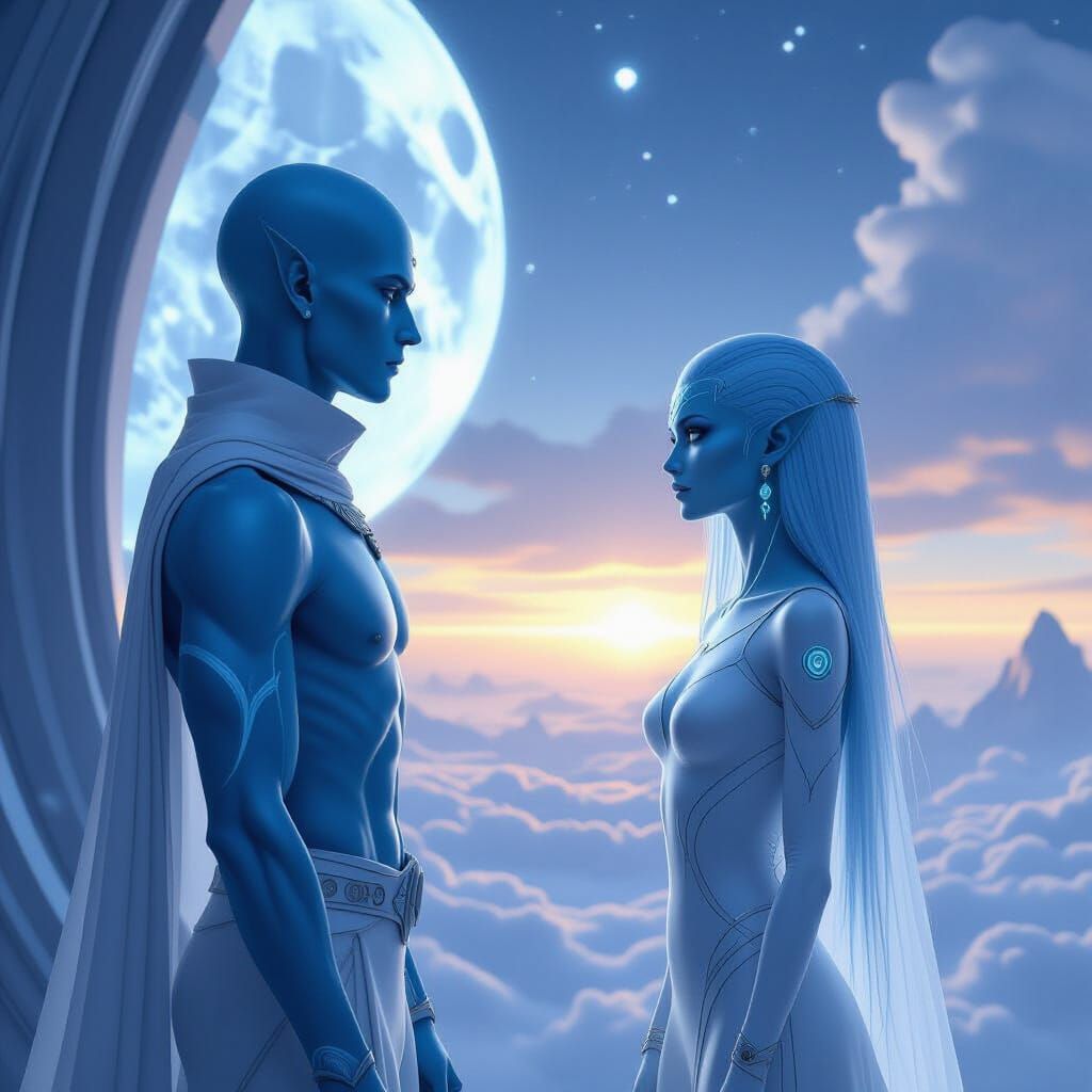 Andromedans: Serene Guardians of Humanity in Ethereal Light