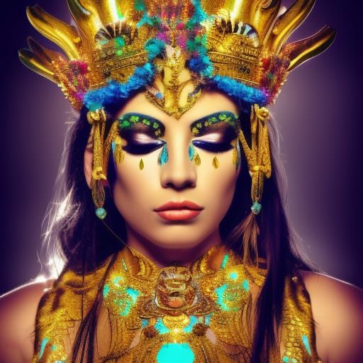 Goddess of Gold and Opulence with Neon Details