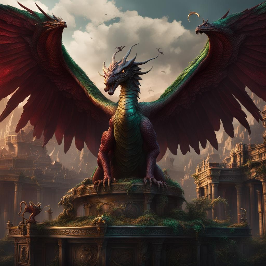 Winged Serpent with Jewels: Fantasy Concept Art