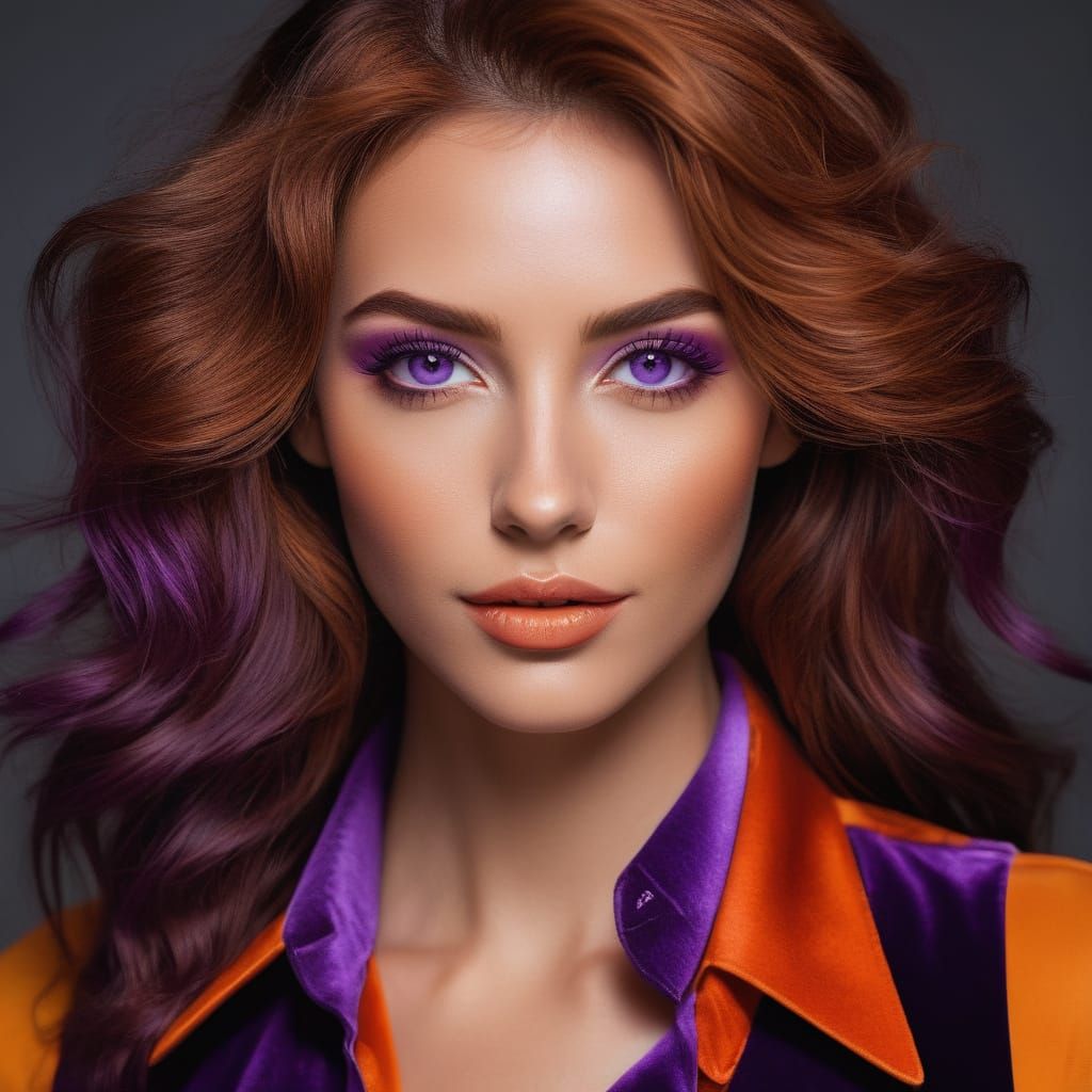 Vibrant Portrait of a Young Woman in Velvet and Silk