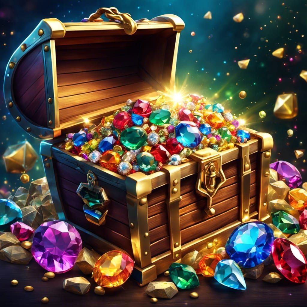 Treasure Chest Overflowing with Glittering Jewels