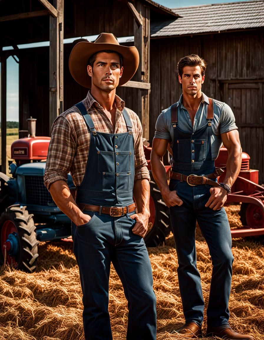 Hyperrealistic Farm Scene with Figures in Hildebrandt Style