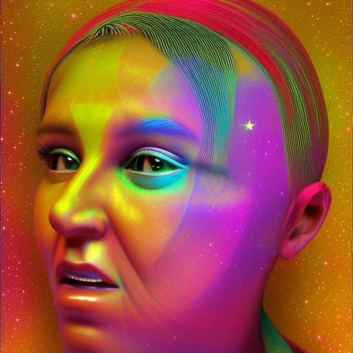 Holographic Cosmic Baby in Pablo Amaringo Style