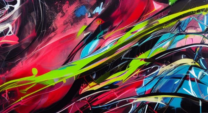 Energetic Abstract Graffiti Art in Futura Style