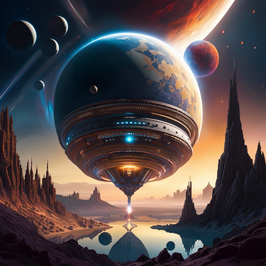 Alien Planet with Twin Suns: A Neo-Impressionistic Space Sce...