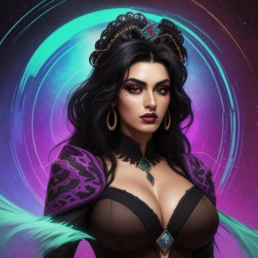 Exotic Romani Woman with Emerald Eyes, Hyperrealistic Art