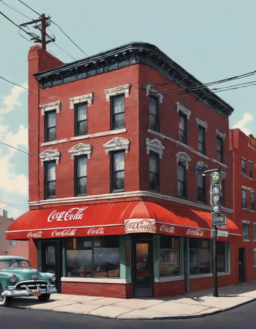 Vintage American Diner in Pastel Charcoal