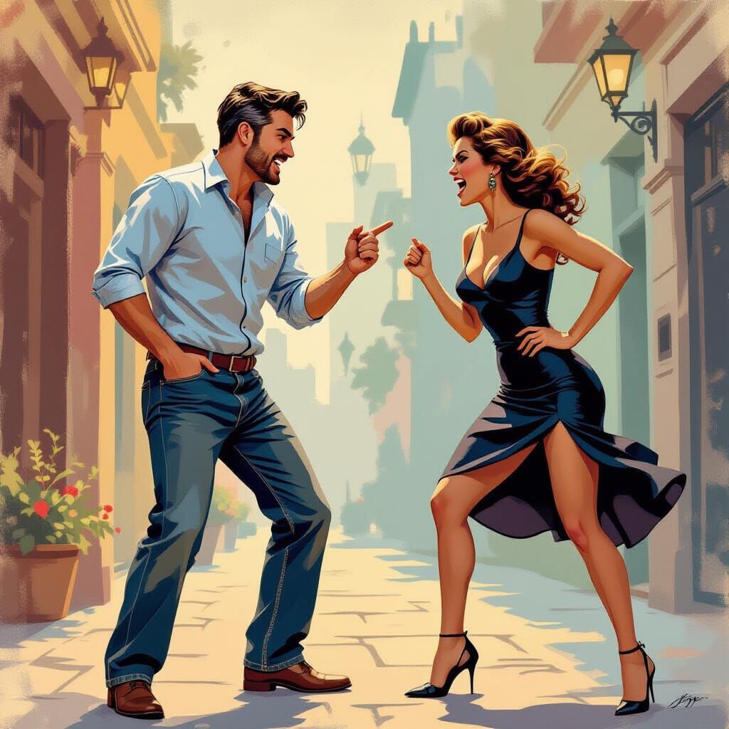 Husband Amused by Dramatic Women's Argument