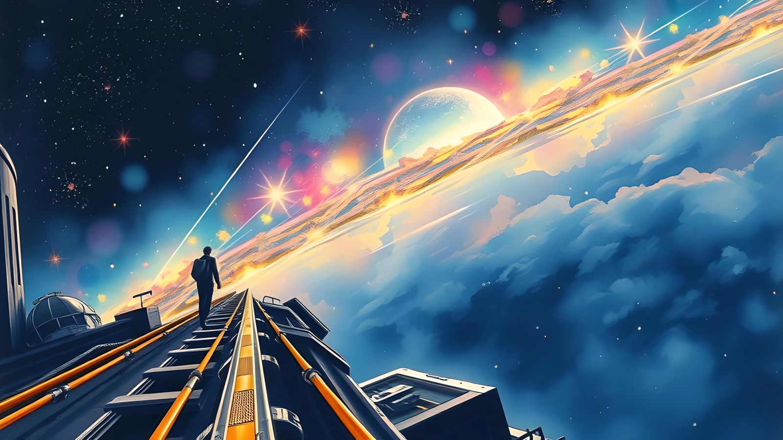 Edge of Space Watercolour Painting in Impressionistic Style