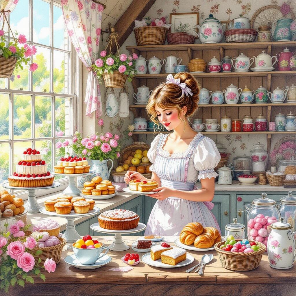 Charming Bakery Scene in Fantasycore Style