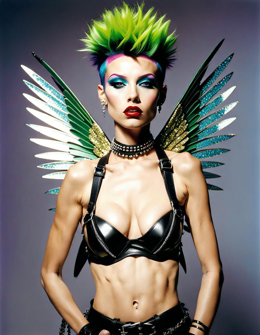 Atompunk Chick Rocker with Neon Mohawk