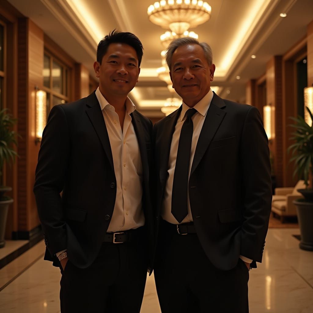 Hyper-Realistic Portrait of a Muscular Asian Man in a Luxuri...