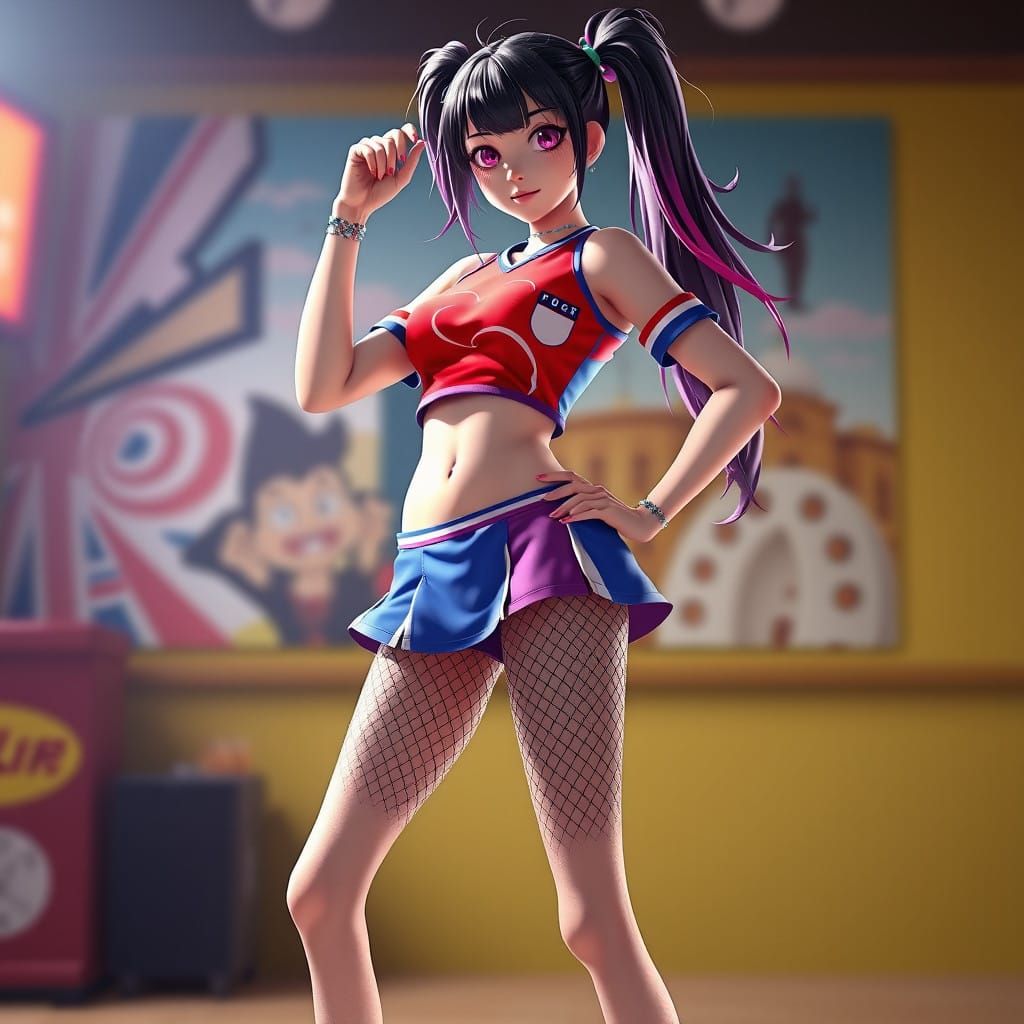 Confident Chav Girl in Anime-Inspired 3D Art