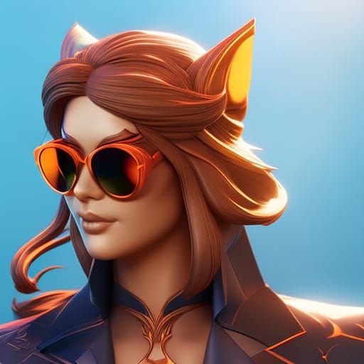 Cat with Sunglasses: Hyperdetailed Digital Portrait