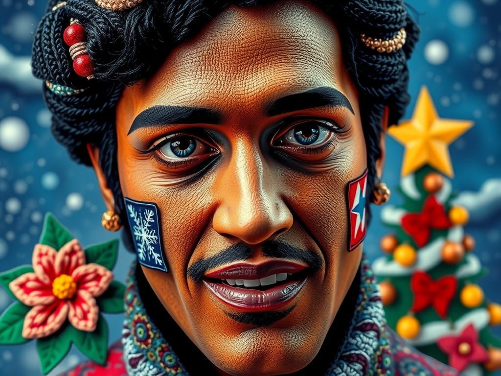 Elvis in Eyes: Klimt-Style Christmas Rainforest Fantasy