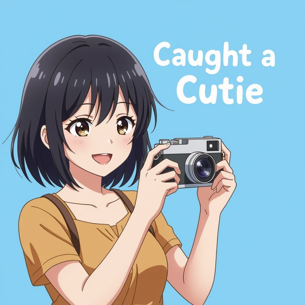 Anime Girl Taking a Picture with Camera