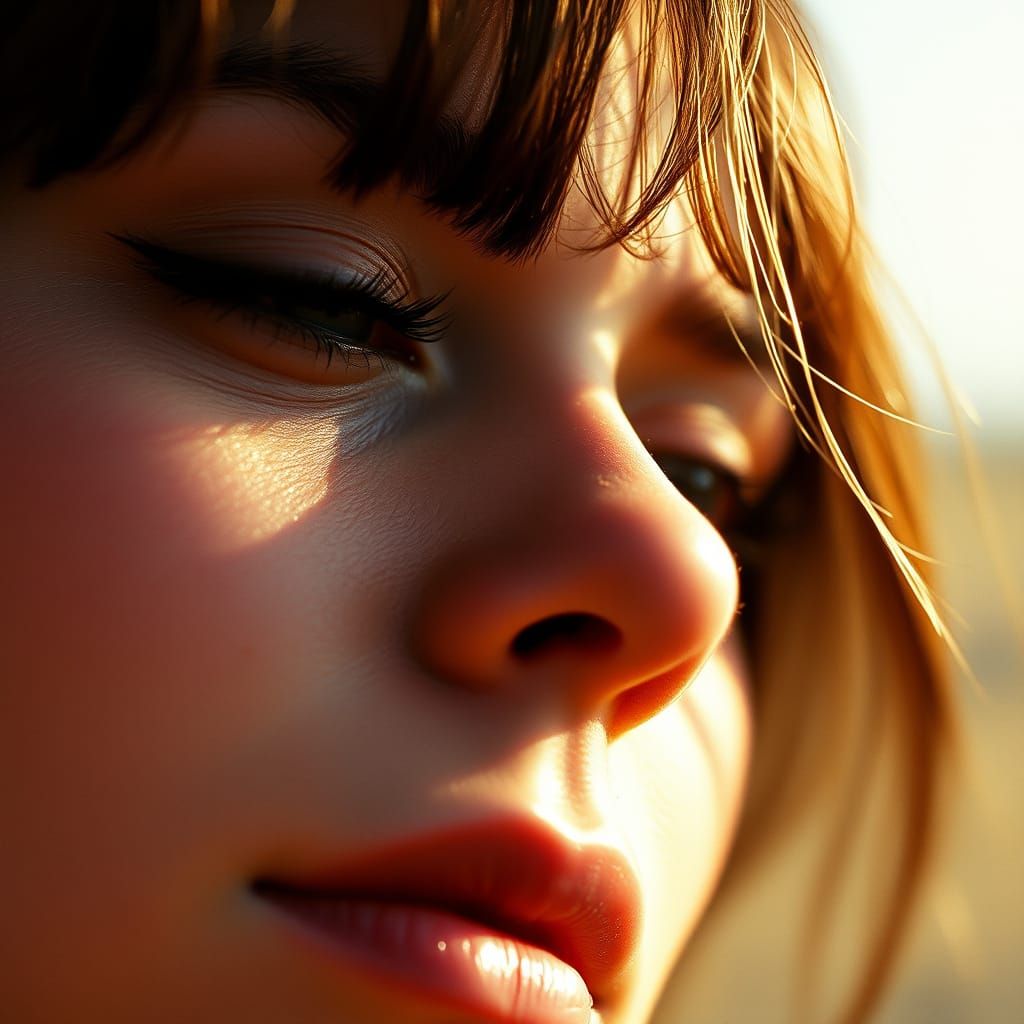 Intimate Portrait of a Shy Woman in Golden Light