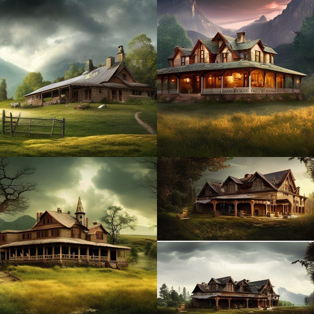 Mountain Farmhouse: Epic Cinematic Digital Painting