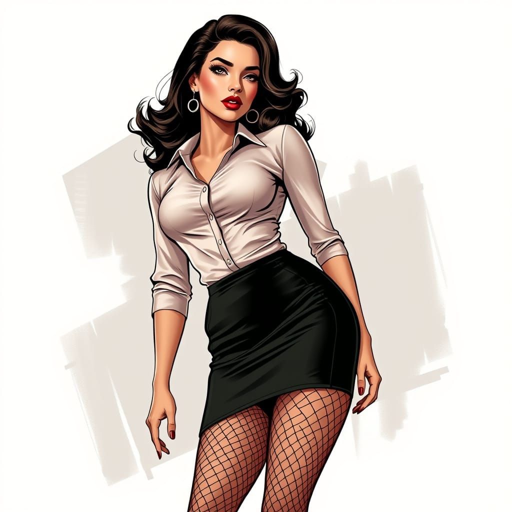 Confident, Curvaceous Woman in Chic, High-Fashion Style