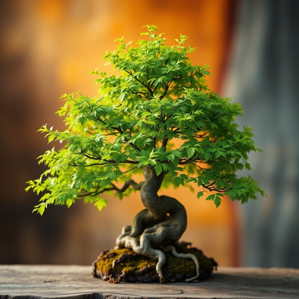 Vibrant Acer Palmatum Bonsai in Soft Focus