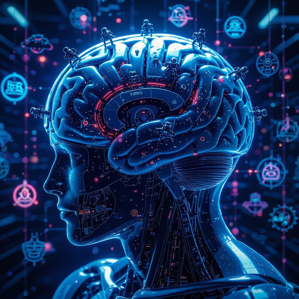 Robotic Brain with Thought Emblems and Repair Drones