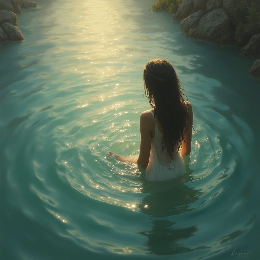 Ethereal Water Scene in Hyperdetailed Misty Fantasy Style