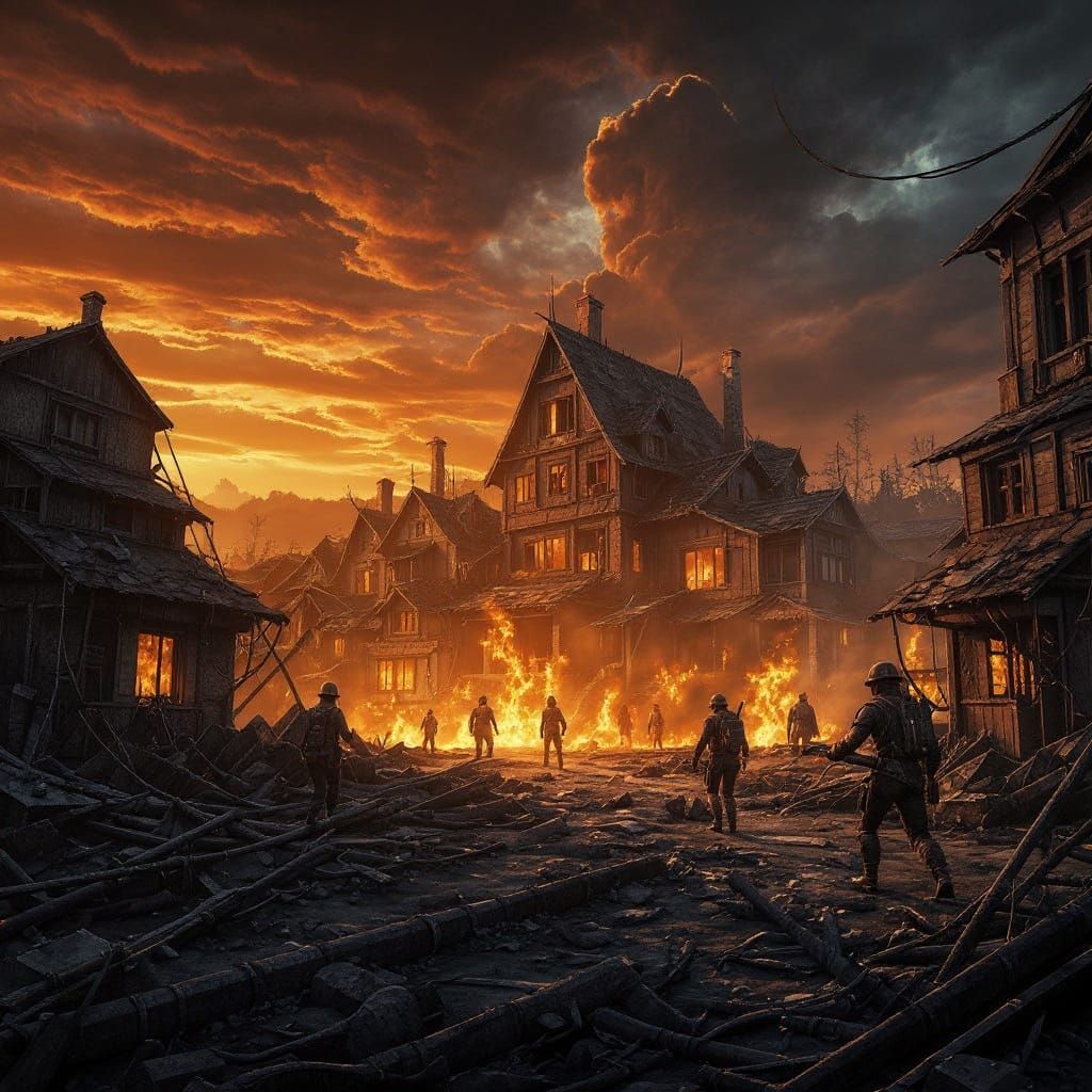 Biopunk Battlefield Emerges From Burning Town