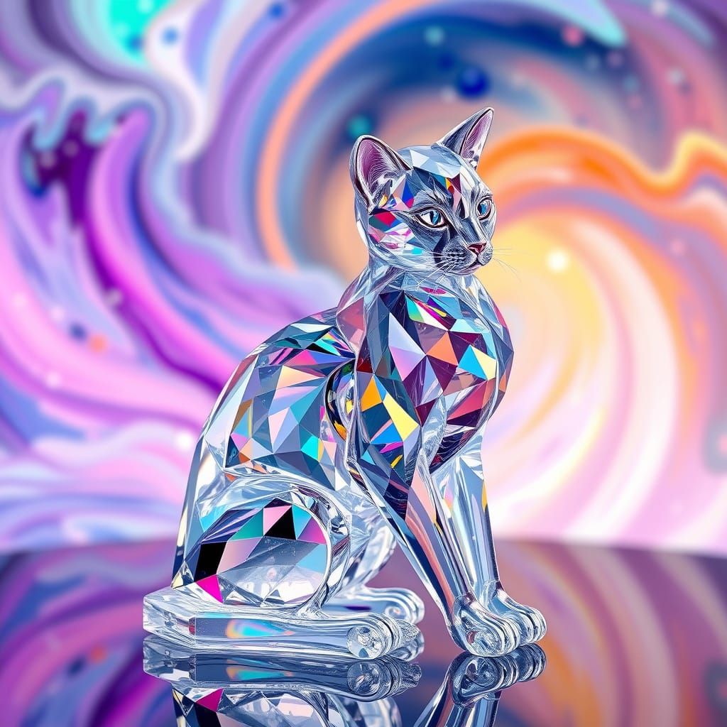 Crystal Feline Form in Dreamy, Surreal Light