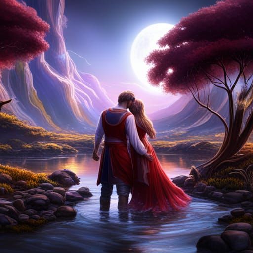 Couple in Love: Detailed Matte Painting