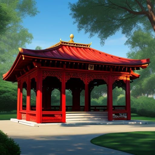 A Vibrant Red Pavilion