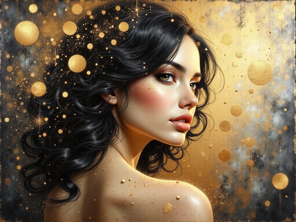 Beautiful Woman Portrait in Diamond Art Style
