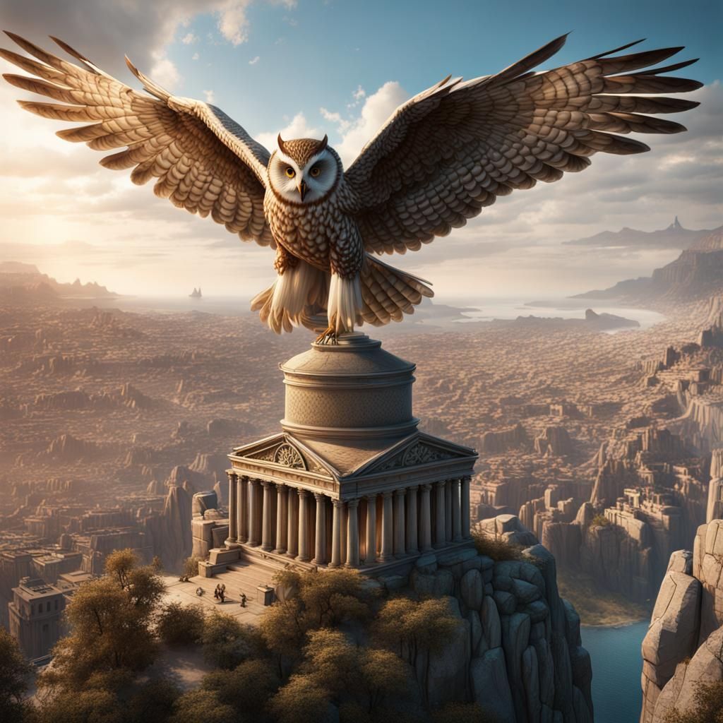 Athena and Owl: Detailed Fantasy Concept Art