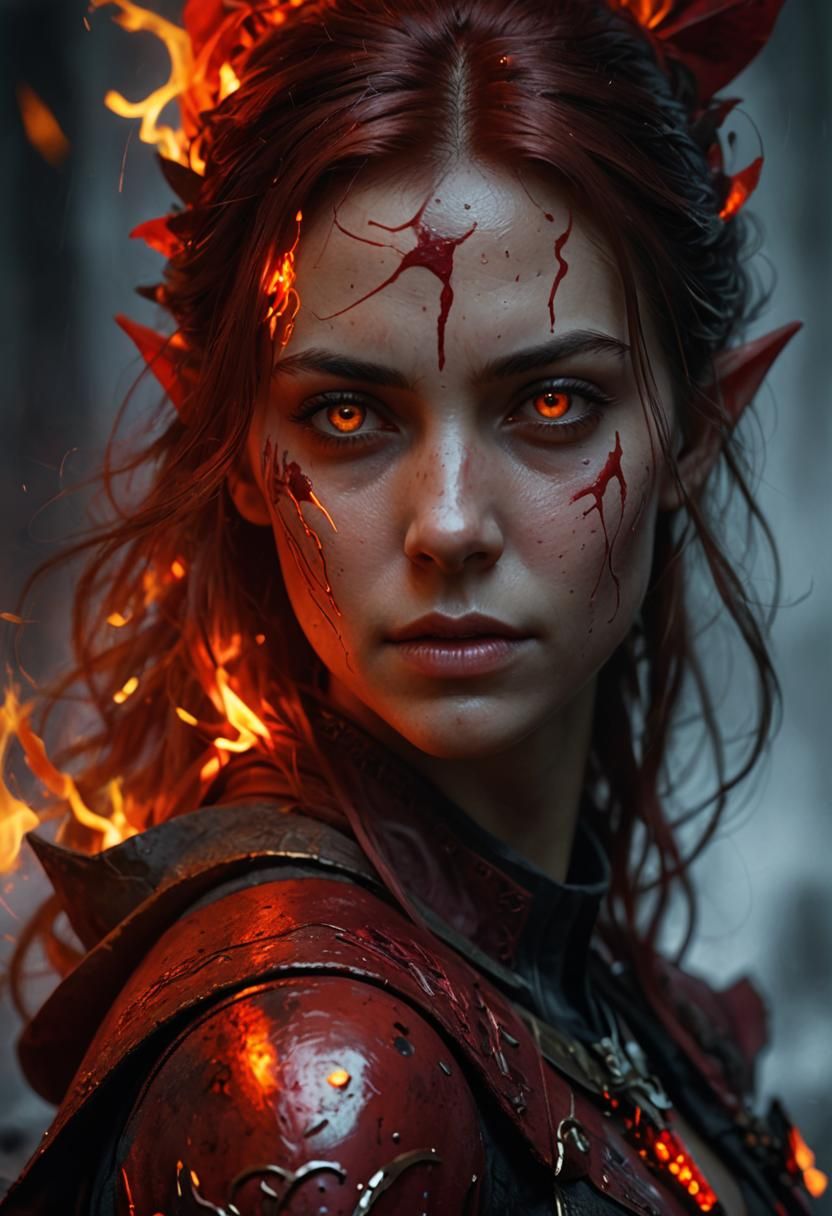 Elemental Elf Portrait in Dark Fantasy Art