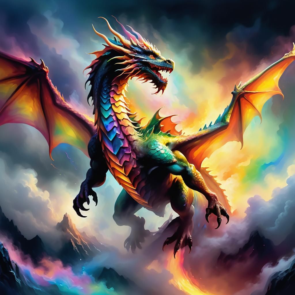 Majestic Dragon Soaring in a Mystical Realm