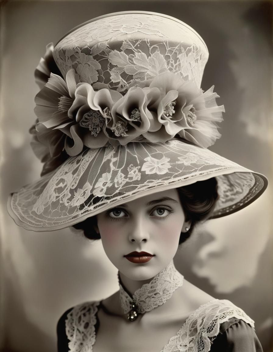 Exploding Lace Hat in Phototriadic Semiautochrome