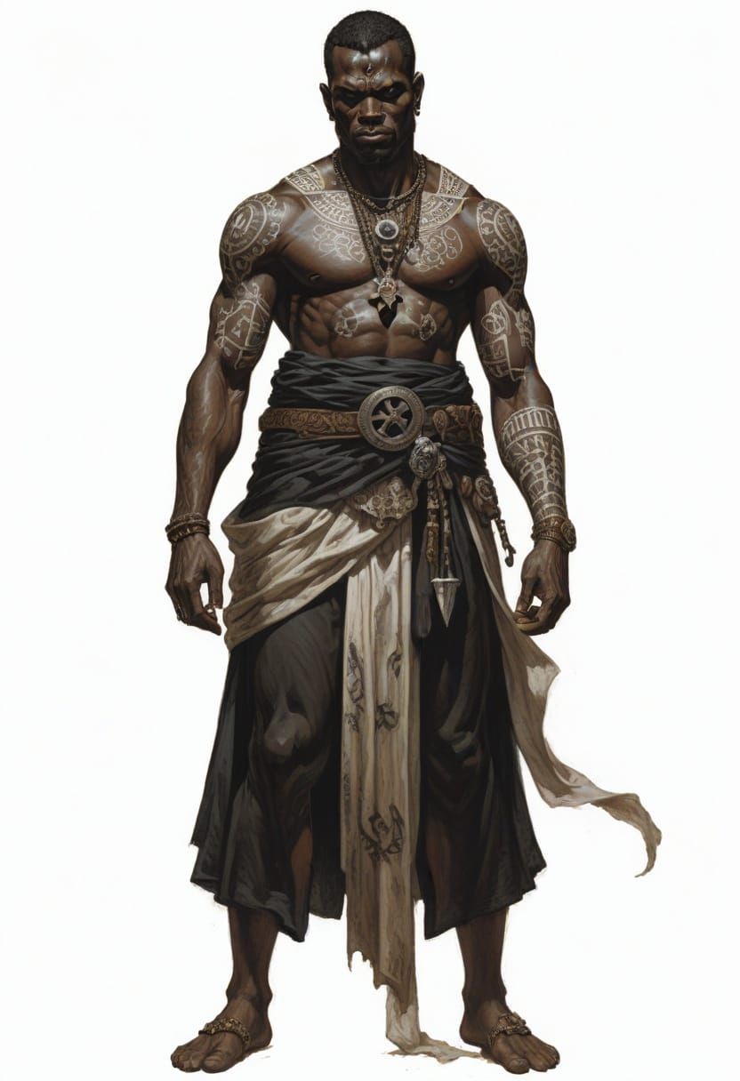 Surreal Heroic Fantasy Figure in Occult-Inspired Illustratio...