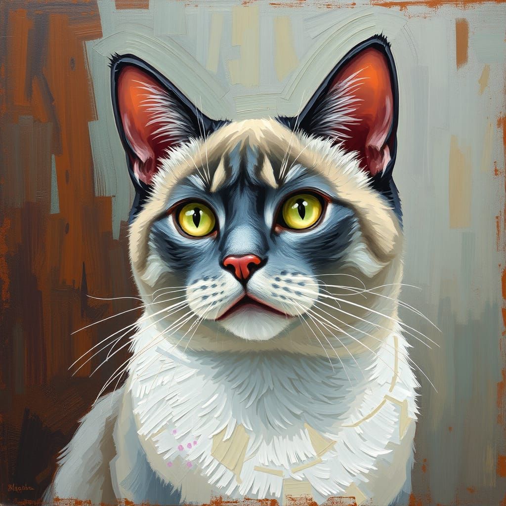 Impressionistic Cat Portrait: A Whimsical Feline