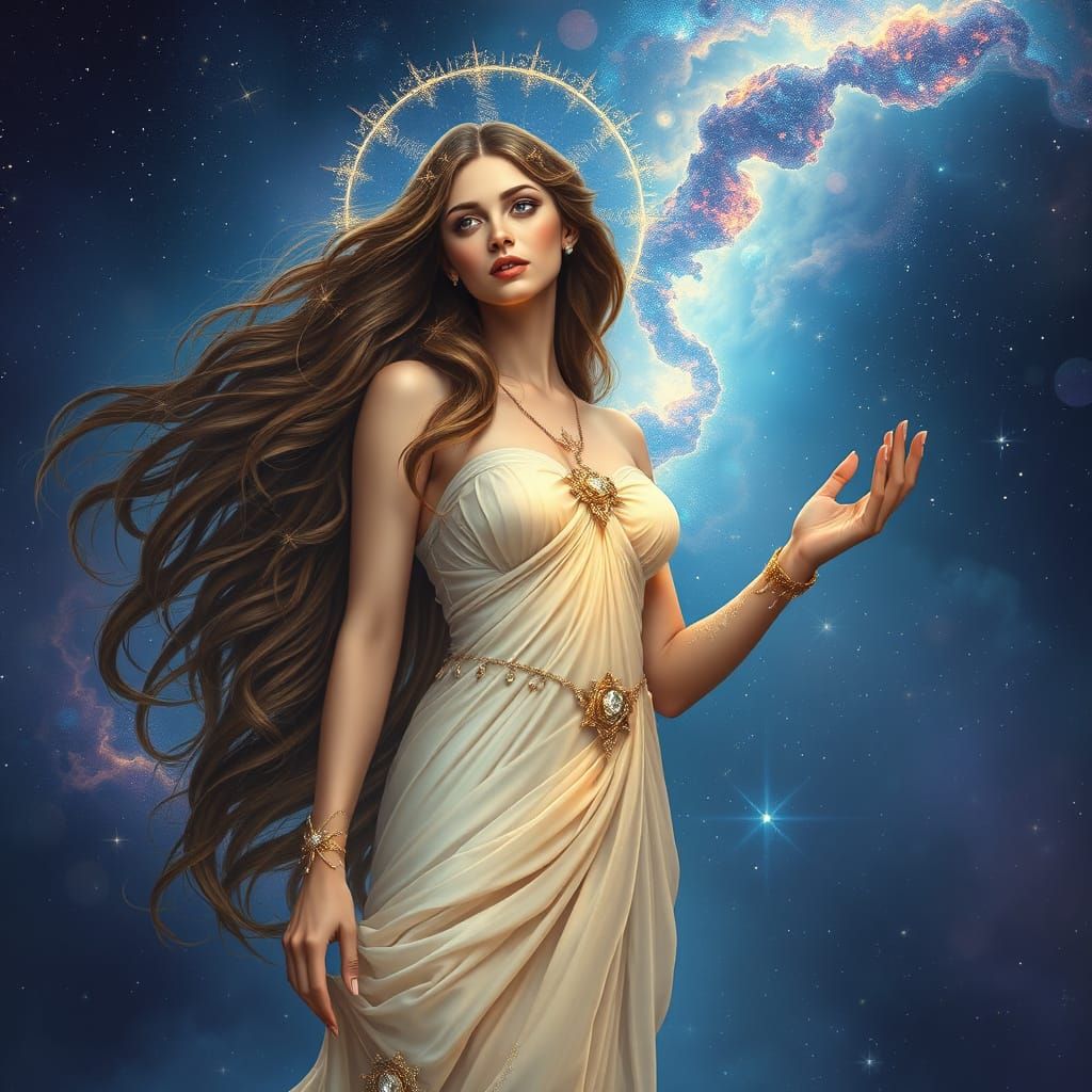 Goddess of the Cosmos in Art Nouveau Style