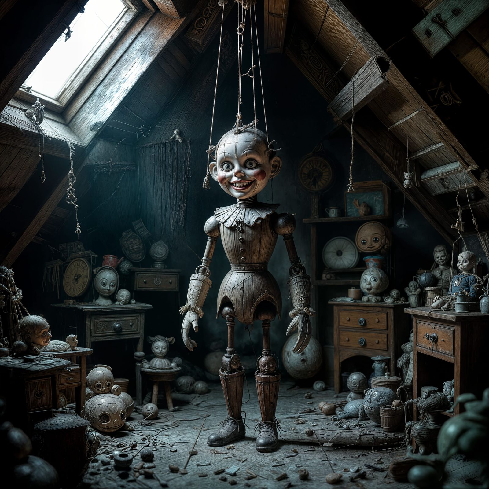 Creepy Puppet Room with Old Toys