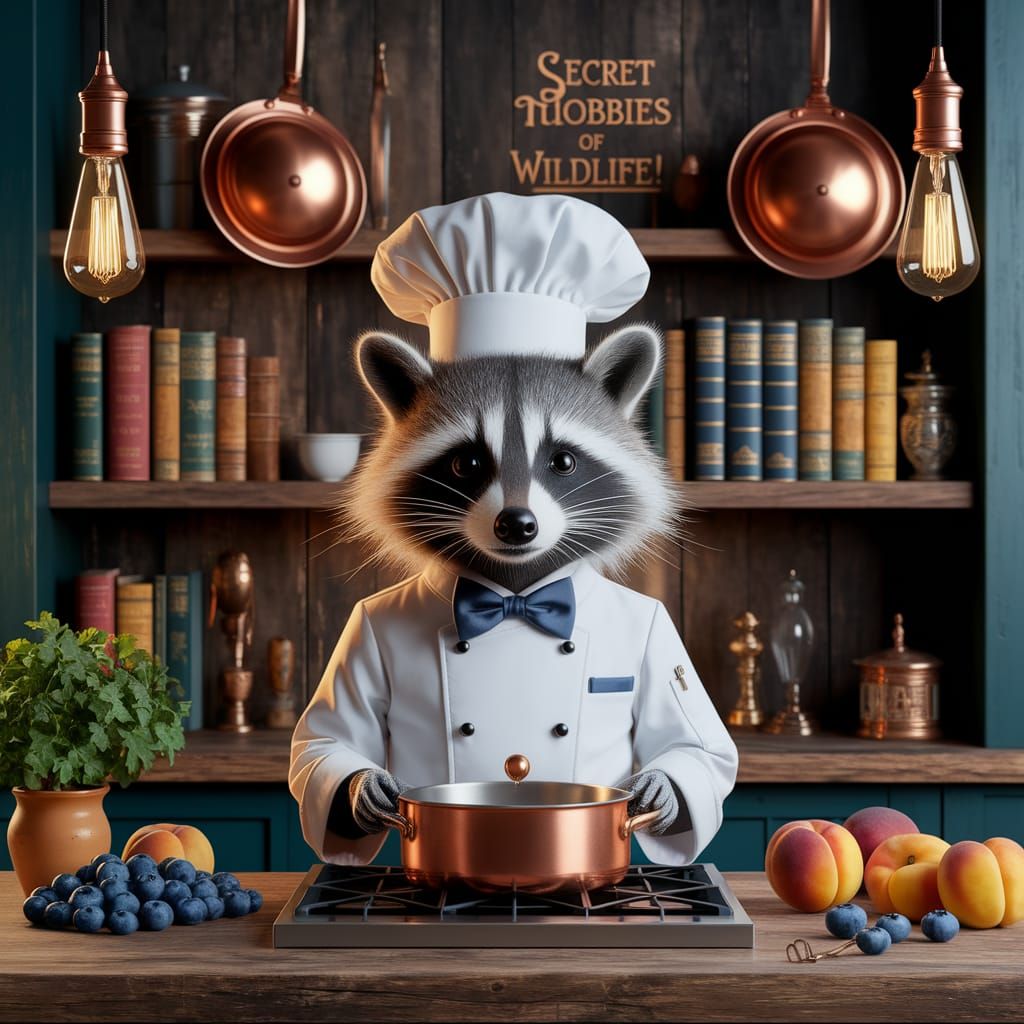 Raccoon Chef Hosts 'Secret Hobbies of Wildlife!' Cooking Sho...
