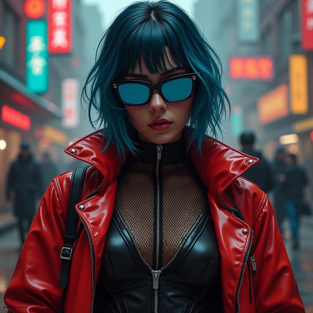 Futuristic Hacker in Cyberpunk Oil Painting Style