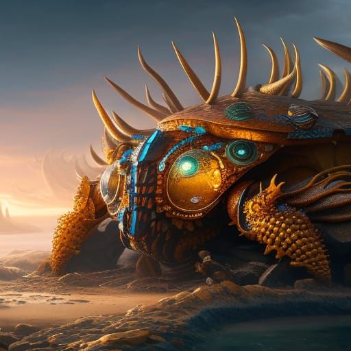 Jeweled Crab Sipping Margarita: Hyperrealistic Digital Illus...